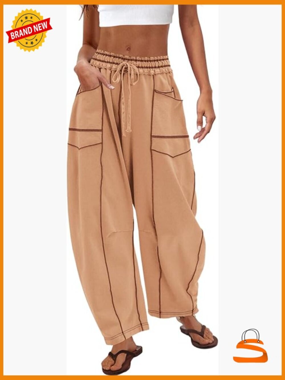 High Waisted Wide Leg Barrel Sweatpants Drawstring Lounge Baggy Pants